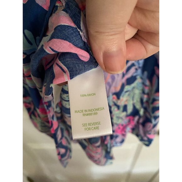 Lilly Pulitzer Tropical Print Shirt Dress – Size L – Gold Buttons - Picture 8 of 8